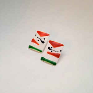 Vintage 1980s Earrings Abstract Japanese Hand Painted