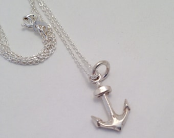 Sterling Silver Anchor Charm Pendant on Chain New Reproduction