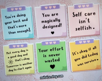 Positive Affirmation Sticky Note Stickers | Self Affirmation Sticker, Vinyl Sticker, Sticky Notes Sticker, Gentle Reminder Stickers