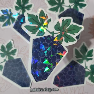 Low Polygon Grapes Holographic Vinyl Sticker | Squapes Sticker MMORPG Sticker, JRPG Sticker, Food Sticker, Meme Gaming Sticker