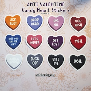 Anti Valentine Candy Heart Vinyl Sticker Pack | Conversation Heart Stickers, Rude Valentines Heart Sticker, For Best Friend Sticker