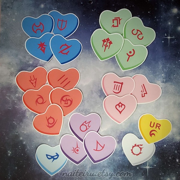 FFXIV Valentione Candy Heart Vinyl Sticker | MMORPG Sticker, JRPG Sticker, Valentines Heart Sticker, Gaming Sticker