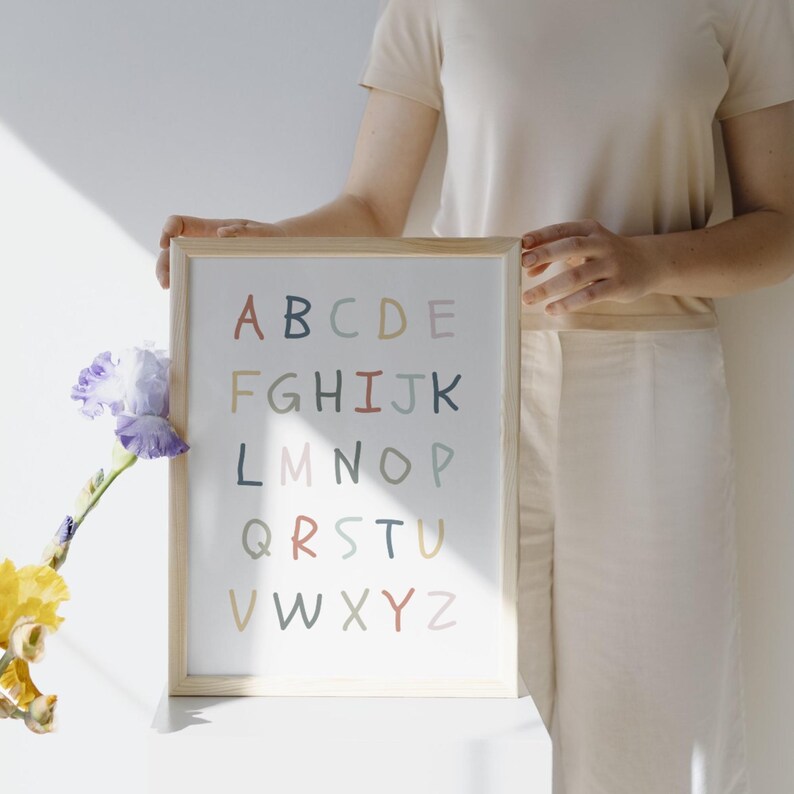 Alphabet Wall Art Print Nursery Decor Boy or Girl Baby Room Poster ...