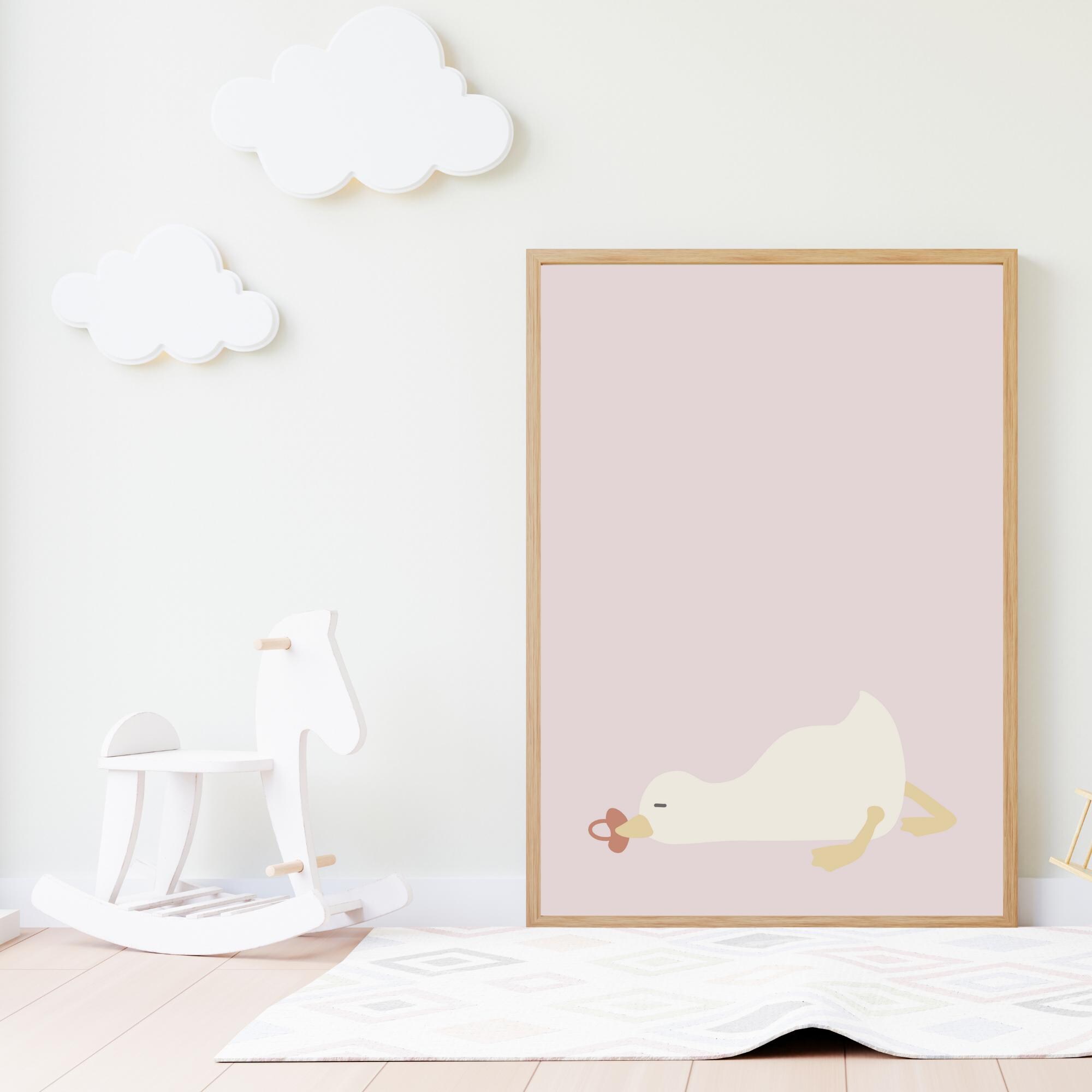 Cute Duck Wall Art for Girl Nursery Decor Girl Baby Room Poster Neutral ...