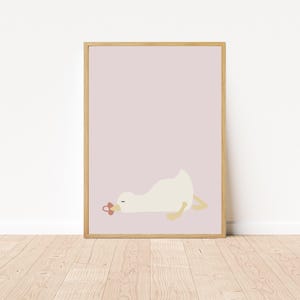 Cute Duck Wall Art for Girl Nursery Decor Girl Baby Room Poster Neutral Playroom Baby Shower Gift Duckling Printable Farm Animal Pale Pink