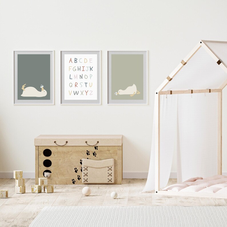 Alphabet Wall Art Print Nursery Decor Boy or Girl Baby Room Poster ...