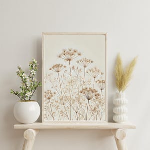 Vintage Wildflower Botanical Art Print, Rustic Neutral Wall Decor ...