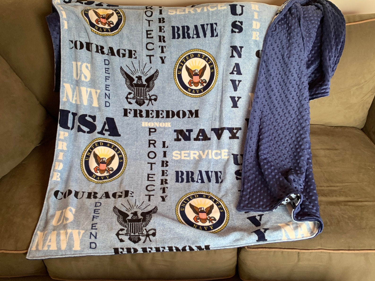 Navy Blanket Etsy
