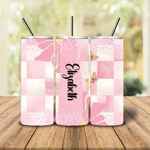 Gepersonaliseerde beker roze ruit aangepaste beker png Voeg je eigen abstracte beker wraps toe, 20 oz rechte beker sublimatie ontwerpen voor wrap