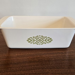 Vintage 1970's Corningware Green Macrame Shell Macrame Loaf Pan Shell Oil Promotional Item