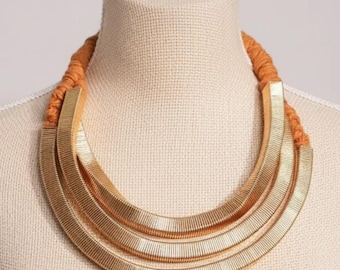 Collar de cadena de oro grueso con capas, gargantilla vintage hecha a mano, joyería de moda bohemia para mujer, regalo único, accesorio para fiesta.