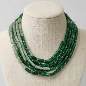 Halsband med uttalandepärlor Handgjort, lager på lager, grovt boho, grönt halsband, vintage, festsmycken för kvinnor, present, boho smycken, handgjorda presentidé