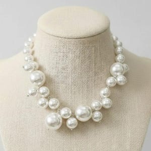 Collar llamativo de perlas gruesas, elegante gargantilla nupcial, joyería de boda para mujer, clásico, formal, a la moda, collar atrevido