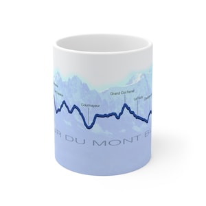 Caneca Tour du Mont Blanc Elevation Profile 11oz, xícara de café para caminhadas, presente de aventura, caneca de chá para amantes de montanhas, decoração para casa para entusiastas de atividades ao ar livre