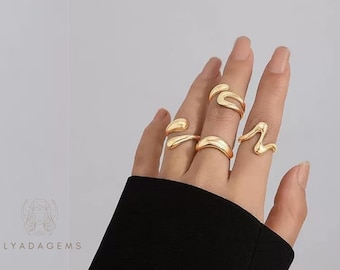 Anillos de nudillos bohemios de acero inoxidable en color dorado