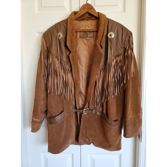 Vintage Whipp leather and suede fringe jacket- bro