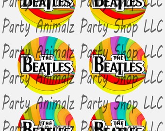Printable Neon Beatles Sign Cupcake toppers Party Decorations