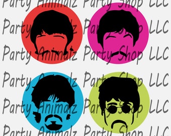Printable Beatles Faces Cupcake toppers Party Decorations