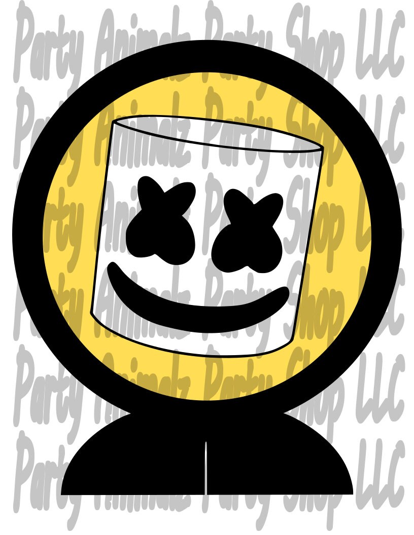 Printable Yellow DJ Marshmellow Head Mask Large Centerpiece Decorations