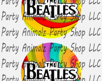 Printable 5in Neon Beatles Schild Herzstück oder Cupcake Topper Picks Party Dekorationen