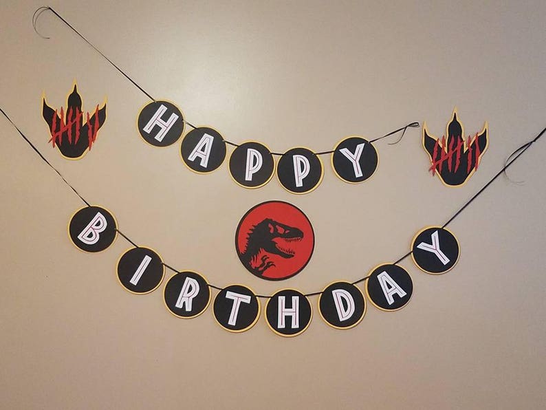4 in 1 printable jurassic park happy birthday banner plus