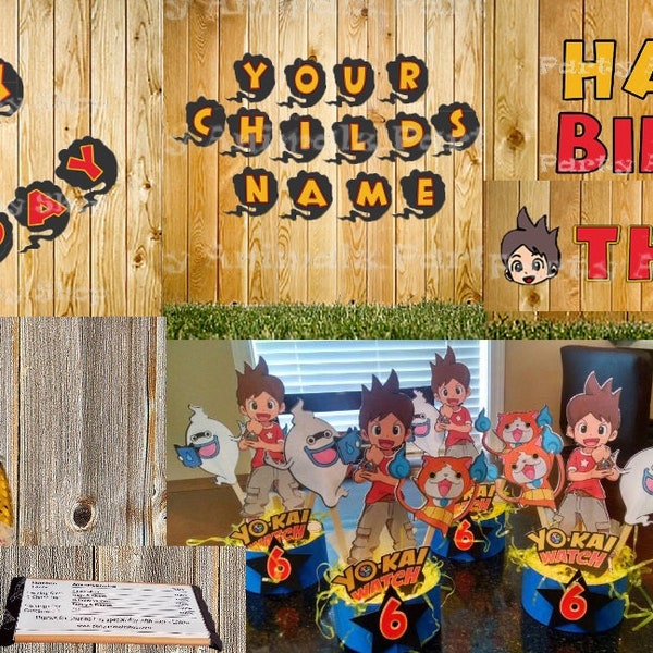 Printable Yokai Watch Party Supplies, Instant Download Yo-Kai Watch Birthday Party Decorations