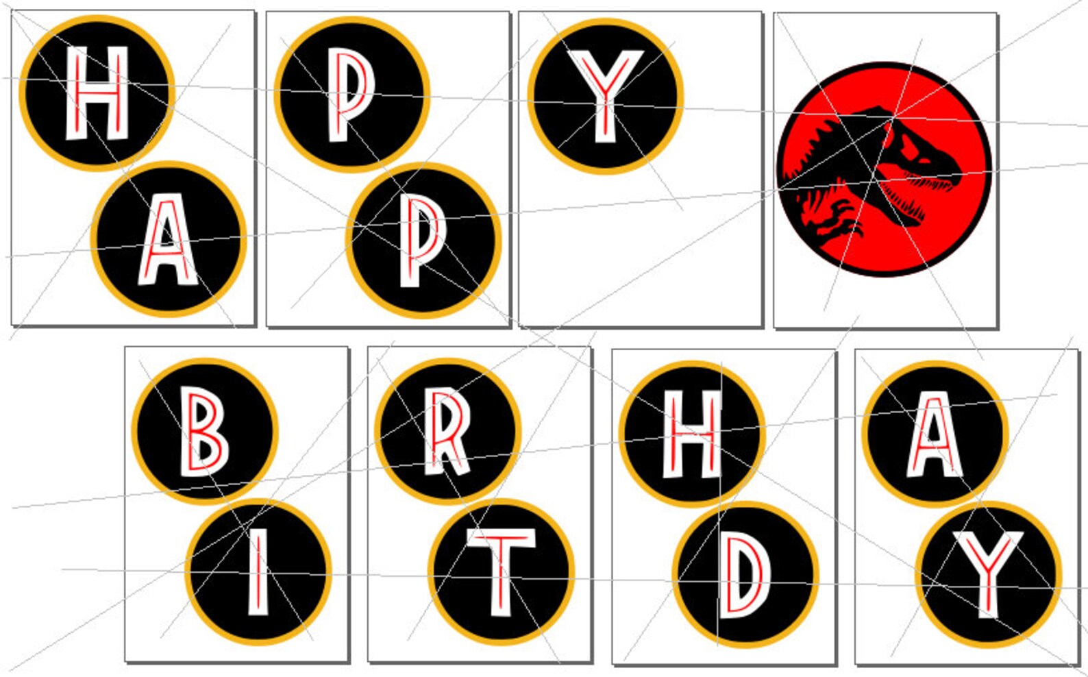 4 in 1 printable jurassic park happy birthday banner plus etsy