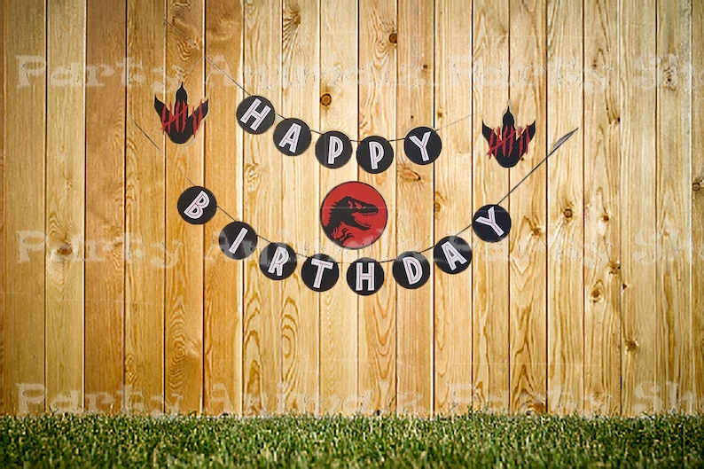 4 in 1 printable jurassic park happy birthday banner plus etsy