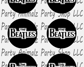 Printable Black Beatles Sign Cupcake toppers Party Decorations