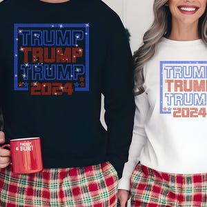 Trump 2024 Rhinestone Bling Sweatshirt, President Trump T-shirt, Trump Christmas Sweatshirt, Funny Trump Tee, MAGA Republican Christmas Gift