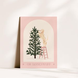Weihnachtskarte Oh Tannenwuff | Loha Design | witzige Weihnachtskarte mit Hund, Postkarte für Tierfans und Dog-Mums