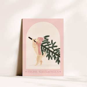 Weihnachtskarte Frohe Waunachten | Loha Design | lustige Postkarte zu Weihnachten mit witzigem Spruch,  Postkarte für Hundefans