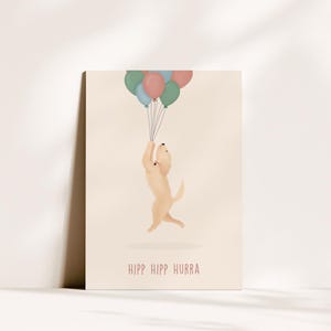 Geburtstagskarte Hipp Hipp Hurra | Loha Design | witzige Geburtstagskarte mit Hund, Postkarte für Pudelliebhaber und Dog-Mums
