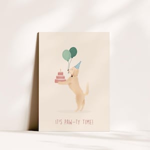 Geburtstagskarte It's Paw-ty time | Loha Design | witzige Geburtstagskarte mit Hund, Postkarte für Pudelfans und Dog-Mums