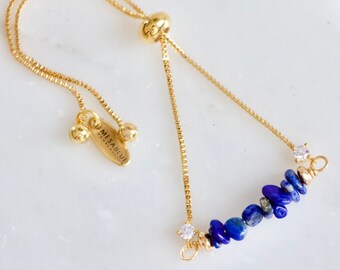 Lapis Lazuli Chip Adjustable Bracelet