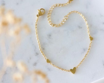 Triple Heart Chain Bracelet - Waterproof, Tarnish Free