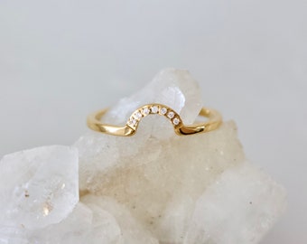 Zircon Half Moon Stack Ring - Tarnish Free, Waterproof