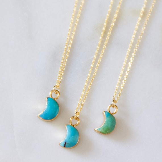 Mini Turquoise Moon Necklace Etsy Australia