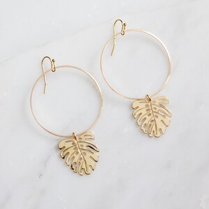 Monstera Leaf Hoop Earrings