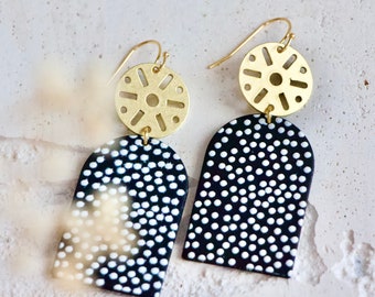 Acrylic and Brass Earrings - Dots