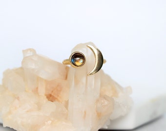 Labradorite Crescent Ring