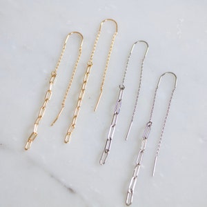 Paperclip Chain Threader Earrings