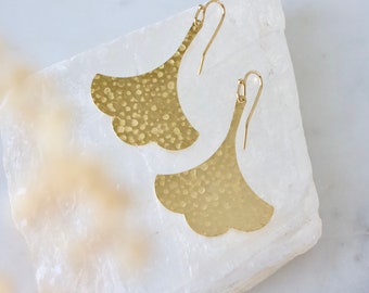 Brass Hammered Fan Earrings