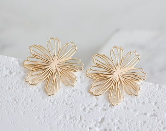 Tropical Flower Statement Stud Earrings