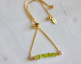 Peridot Chip Adjustable Bracelet