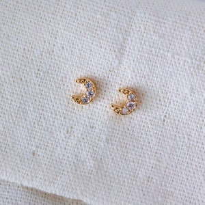 Mini CZ Moon Earrings