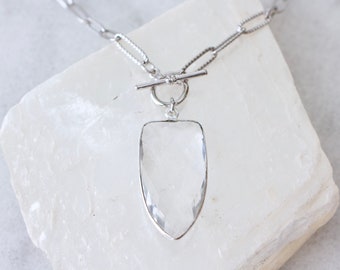 Quartz Paperclip Choker Necklace - Stainless Steel