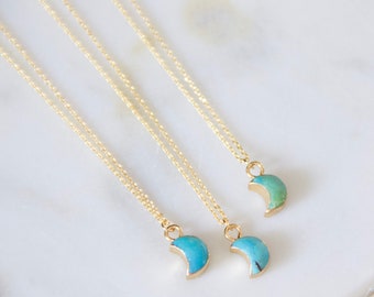 Mini Turquoise Moon Necklace