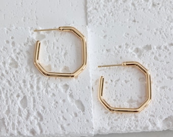 Octagon Hoop Earrings