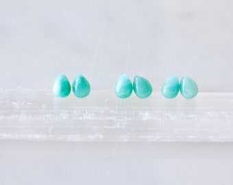 Amazonite Stud Earrings - Teardrop